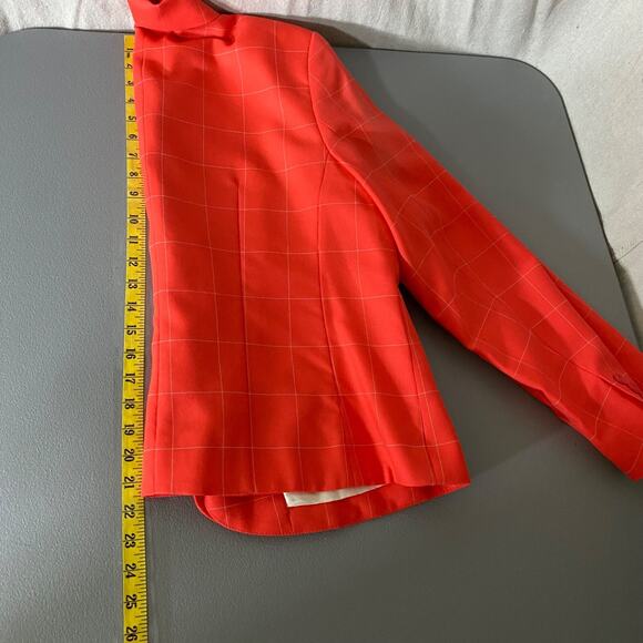 Pendleton Womens Blazer Size 16 100% Virgin Wool Bright Coral Windowpane Plaid - Picture 10 of 11